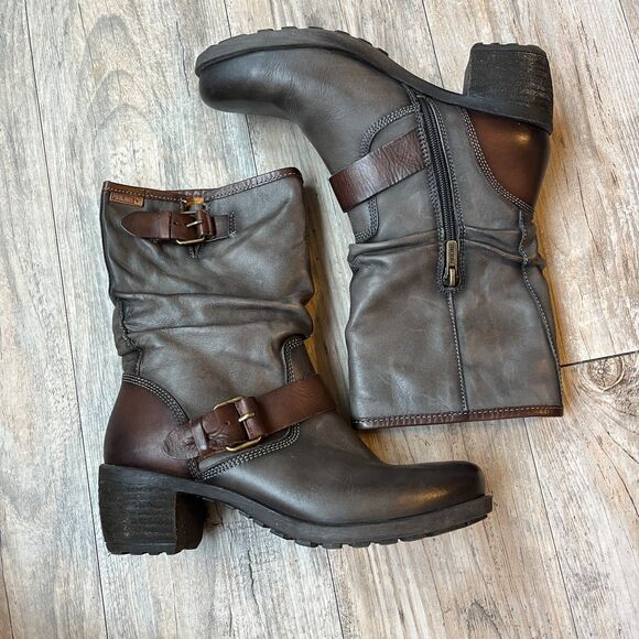 Pikolinos Boots Le Mans EU 36 US 5.5 Calfskin Gray Brown Buckle 838-9233 $249 - Picture 2 of 7